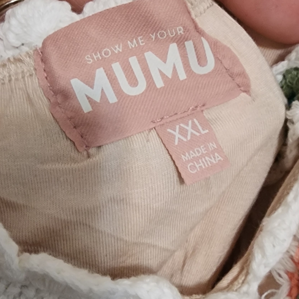 Show Me Your MuMu Happy Halter Mini 70S Multi Crochet Dress XXL Spring Festival - Picture 11 of 11